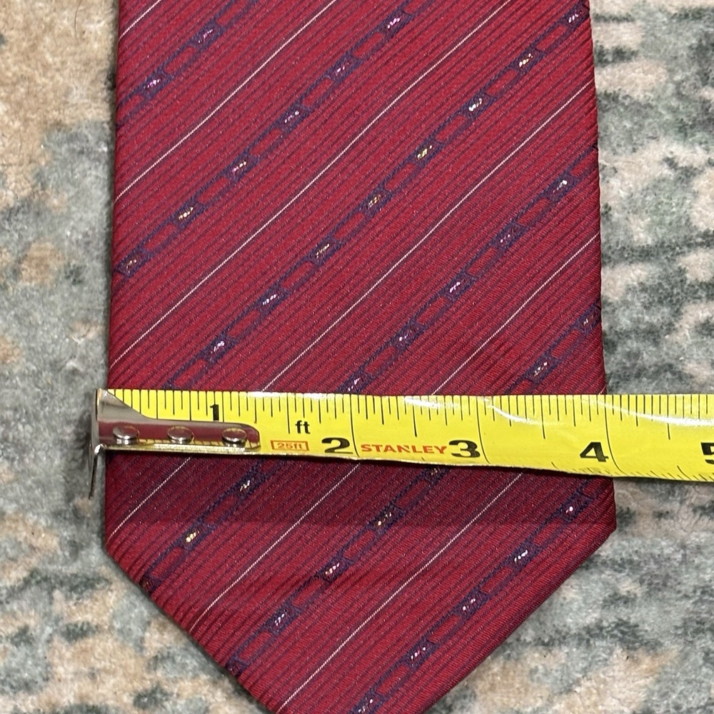 Vintage this Sadaremon Collection silk necktie Red And Blue Geometric - Picture 7 of 7
